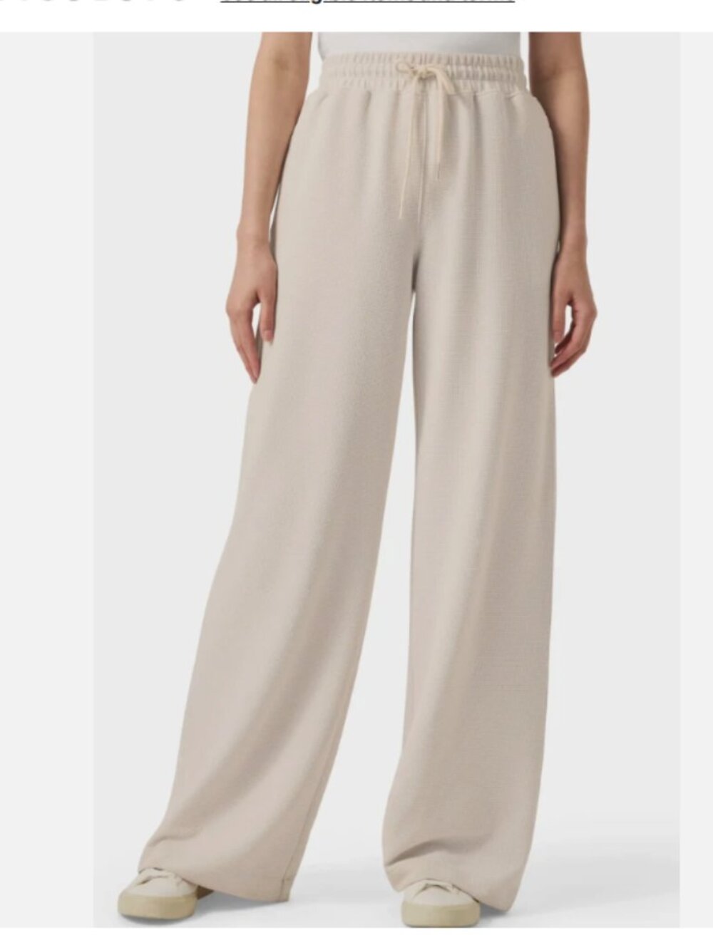 Splendid Ivory Waffle Knit Scuba Wide Leg Pants NWT Sz L
